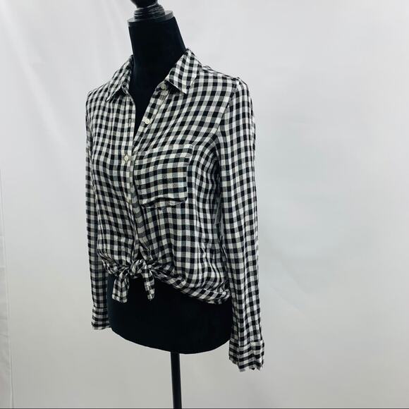 Abound Tops - Abound Black & White Plaid Button Down Shirt